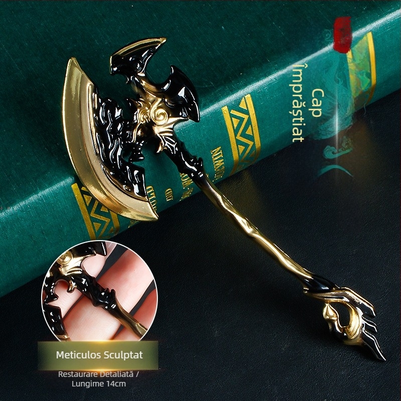 Cap de topor scheletic, 14 cm – model armă din aliaj de zinc