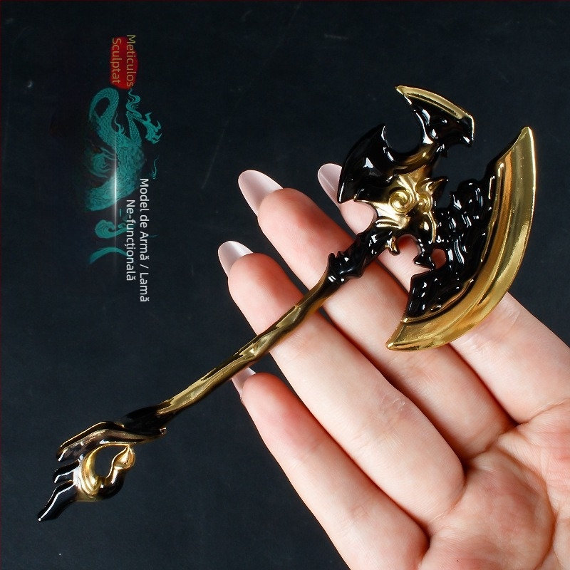 Cap de topor scheletic, 14 cm – model armă din aliaj de zinc