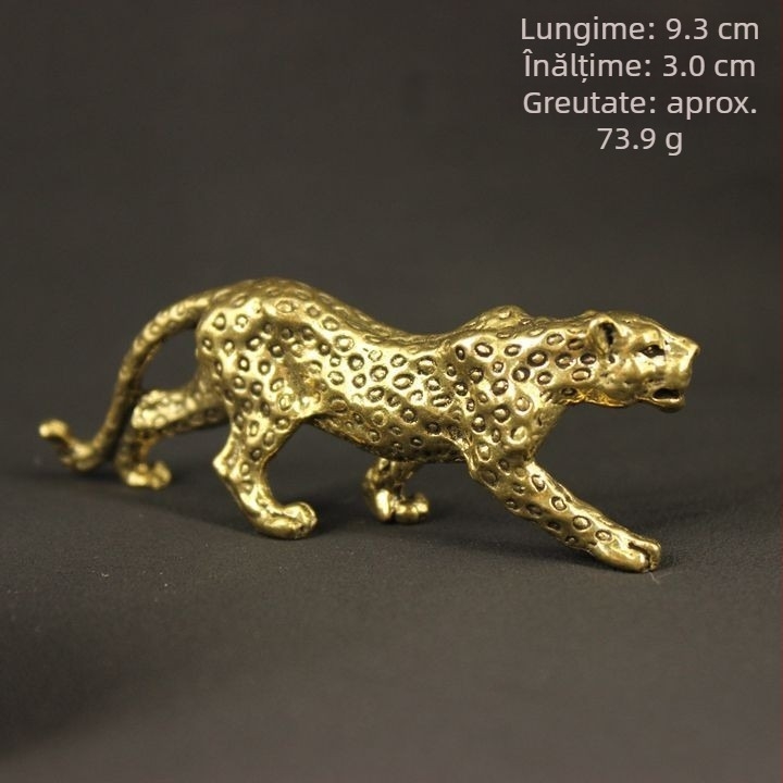 Pandant din alamă masivă, cu motiv leopard și bani – ornament de mână, piesă de expoziție în stil antic