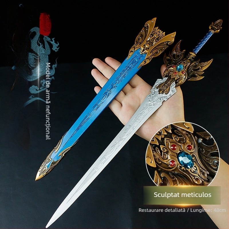 Sabie Yitian cu teacă, metalică, 48 cm – decor pentru anime și jocuri