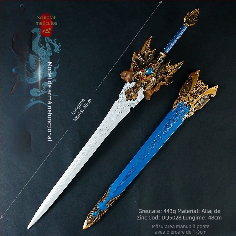 Sabie Yitian cu teacă, metalică, 48 cm – decor pentru anime și jocuri