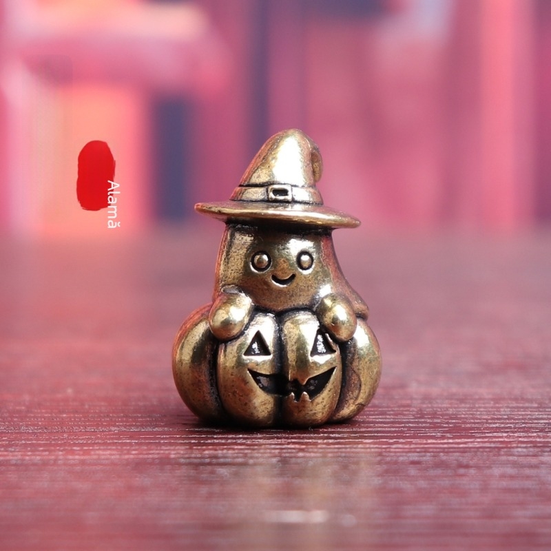 Fantomă de dovleac din alamă pentru Halloween — decor retro, obiect decorativ pentru birou