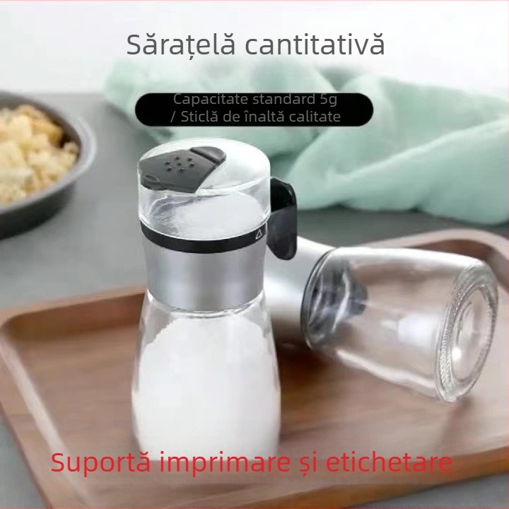 Doser de sare cu apăsare, recipient din sticlă pentru bucătărie, etanș, rezistent la umezeală, uz casnic