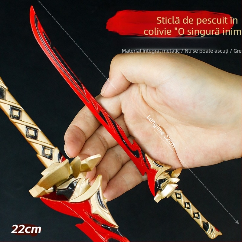 Model de armă pentru joc, 22 cm, ornament din aliaj de zinc – sabie neascuțită