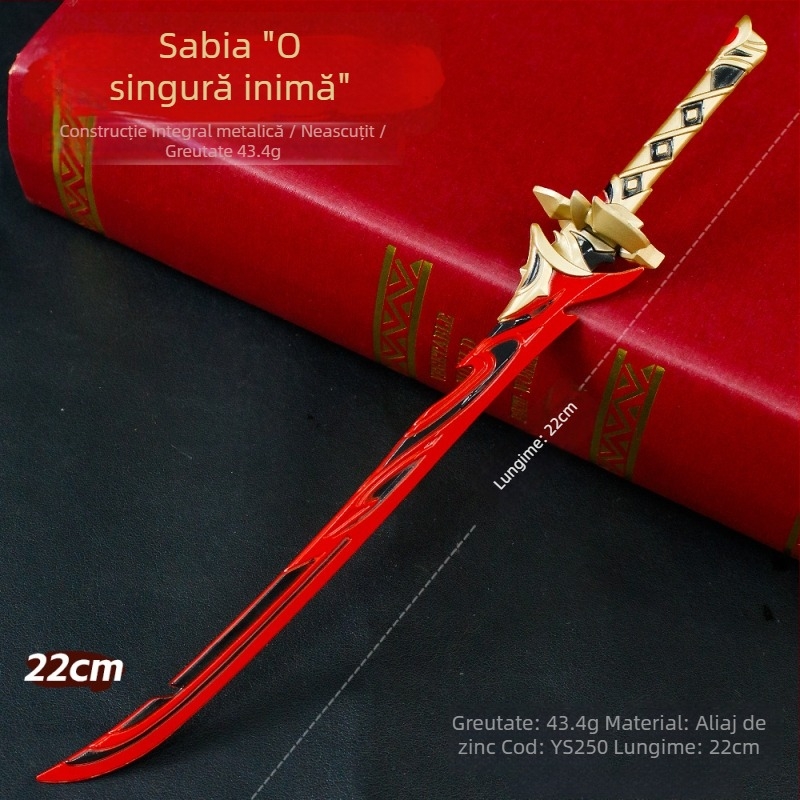 Model de armă pentru joc, 22 cm, ornament din aliaj de zinc – sabie neascuțită
