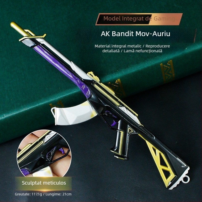 Figura Valorant metalică de 21 cm AK Purple Gold Frenzy pentru colecție