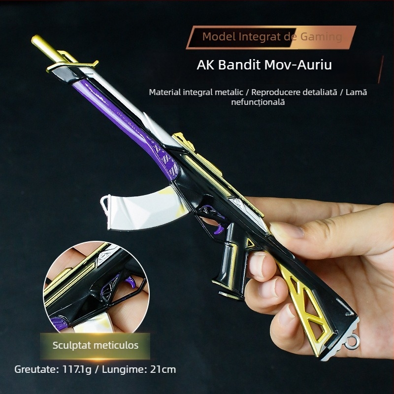 Figura Valorant metalică de 21 cm AK Purple Gold Frenzy pentru colecție