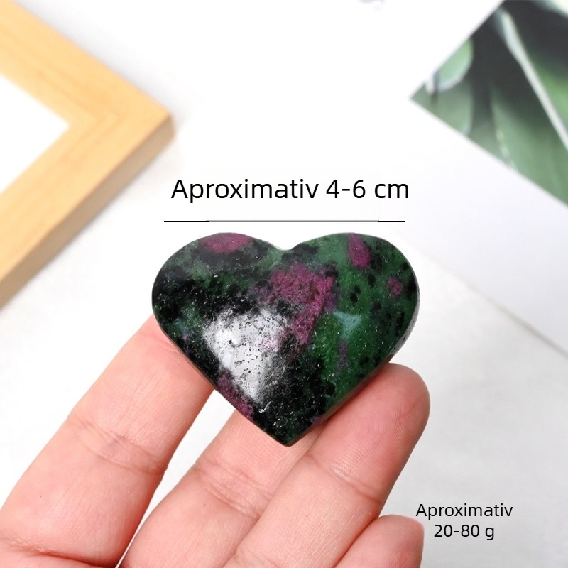 Ornament inimă din cristal natural, piatră roșu-verde, decor pentru masă și casă