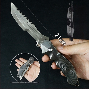 Dark Zone T-Force 21 cm lamă pliabilă de teren, model metalic de armă, decor, recuzită, neascutită