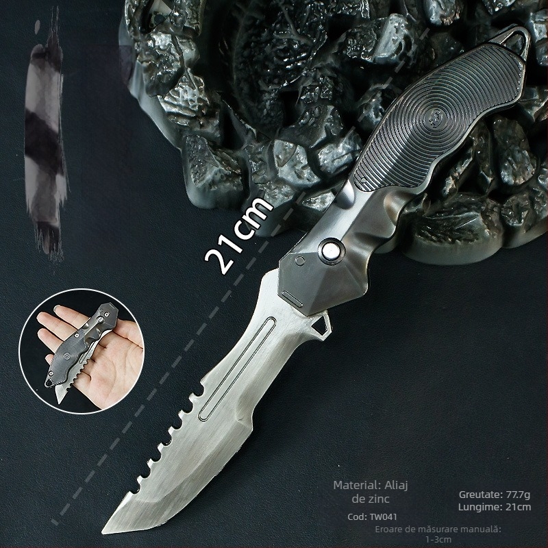 Dark Zone T-Force 21 cm lamă pliabilă de teren, model metalic de armă, decor, recuzită, neascutită