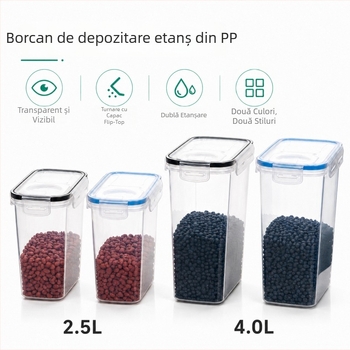 Recipient etanș din PP pentru cereale, 2,5–4 L, recipient transparent de bucătărie pentru depozitare a alimentelor