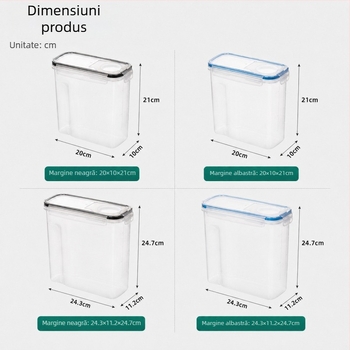 Recipient etanș din PP pentru cereale, 2,5–4 L, recipient transparent de bucătărie pentru depozitare a alimentelor