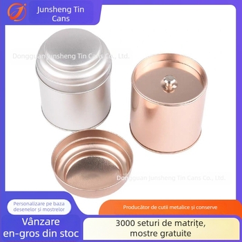 Cutie rotundă din metal pentru ceai, recipient de depozitare din tablă de oțel, recipient metal gol