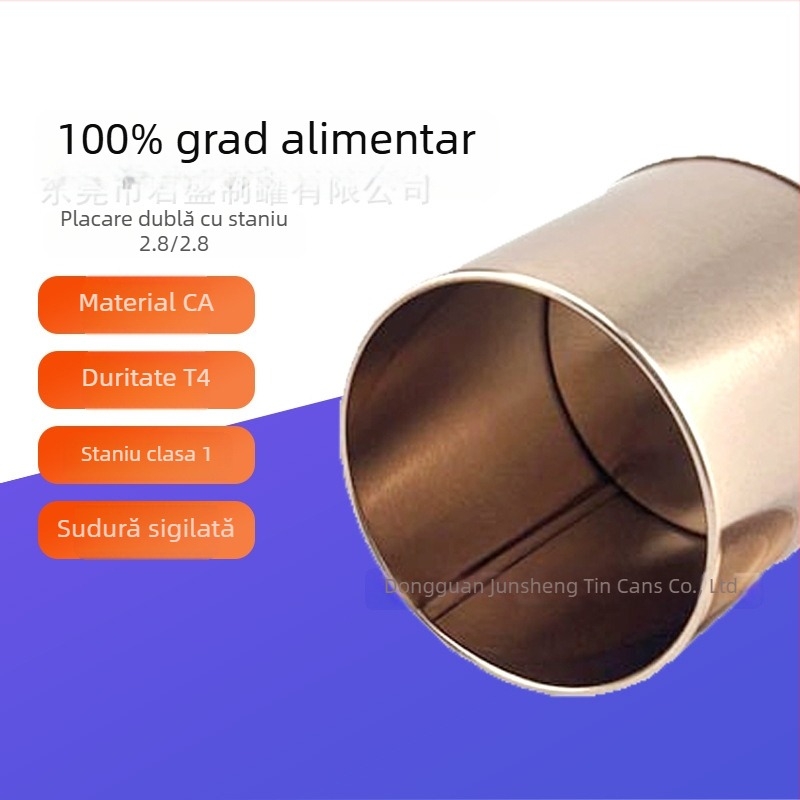 Cutie rotundă din metal pentru ceai, recipient de depozitare din tablă de oțel, recipient metal gol