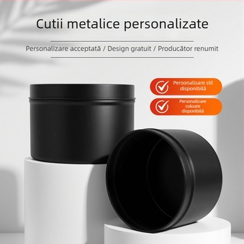 Cutie universală pentru ceai, cutie rotundă din tablă, goală, personalizabilă, mică capacitate, cutie metalică etanșă monocromă