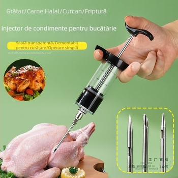 Injecție de bucătărie pentru curcan cu ac din plastic – injecție de marinadă pentru pulpa de miel friptă, miel întreg și cotlet de miel
