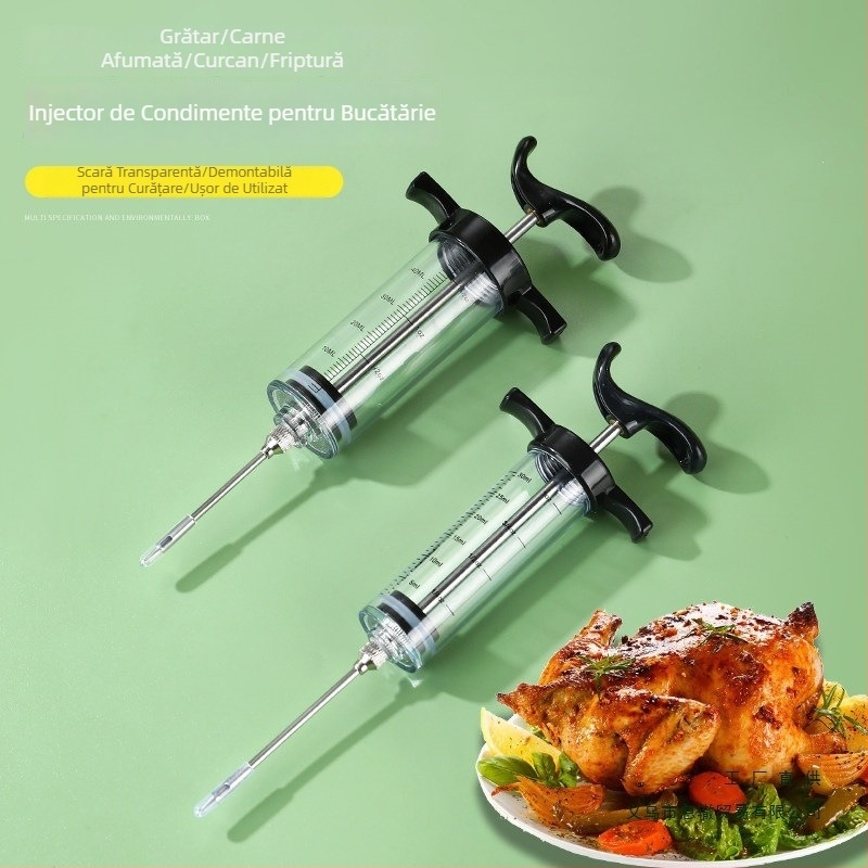Injecție de bucătărie pentru curcan cu ac din plastic – injecție de marinadă pentru pulpa de miel friptă, miel întreg și cotlet de miel