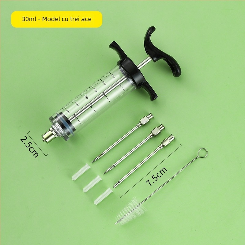 Injecție de bucătărie pentru curcan cu ac din plastic – injecție de marinadă pentru pulpa de miel friptă, miel întreg și cotlet de miel