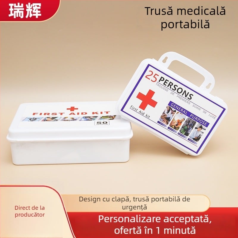 Trusă portabilă de prim ajutor din ABS – cutie mini pentru depozitarea medicamentelor, pentru exterior și situații de urgență în mașină