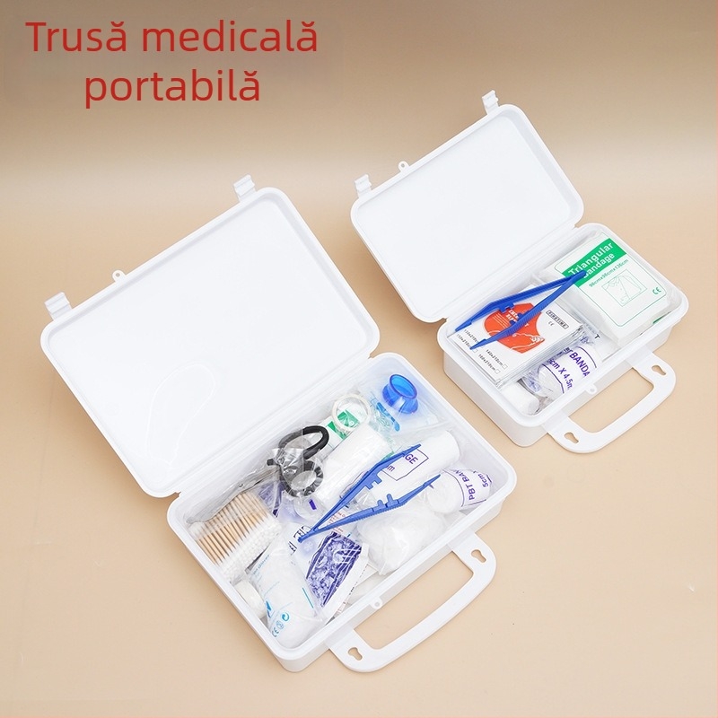 Trusă portabilă de prim ajutor din ABS – cutie mini pentru depozitarea medicamentelor, pentru exterior și situații de urgență în mașină