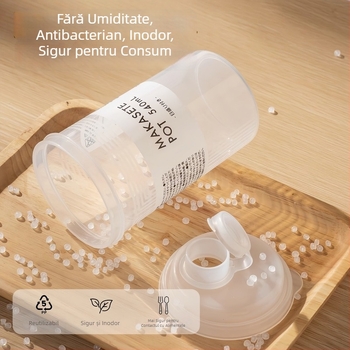 Recipient de depozitare pentru zahăr alb, de calitate alimentară, sigilat, rezistent la umiditate, recipient cilindric pentru făină și amidon, cu scală de măsurare, 301–500 ml, compatibil cu microunde