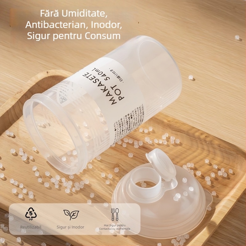 Recipient de depozitare pentru zahăr alb, de calitate alimentară, sigilat, rezistent la umiditate, recipient cilindric pentru făină și amidon, cu scală de măsurare, 301–500 ml, compatibil cu microunde