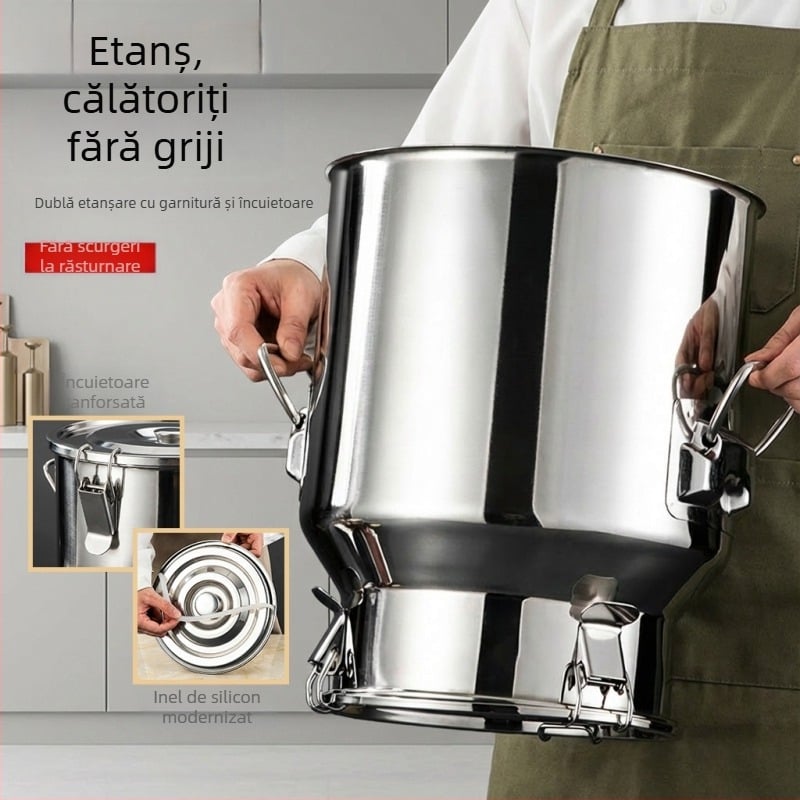 Recipient din oțel inoxidabil alimentar cu capac sigilat, recipient rezistent la umezeală, 5 L, canistră pentru ceai și lapte