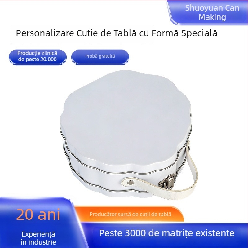 Cutie metalică octagonală, în formă de floare, pentru biscuiți și produse de patiserie, sigilată împotriva umezelii