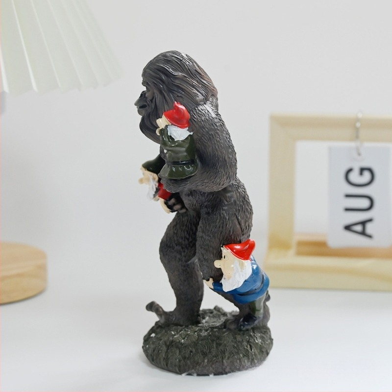 Figură din rășină realizată manual: gnom, orangutan și urs, pentru decor interior și exterior