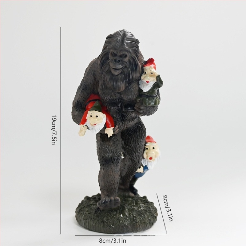 Figură din rășină realizată manual: gnom, orangutan și urs, pentru decor interior și exterior