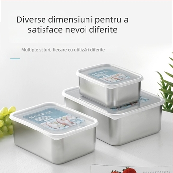 Cutie de depozitare din oțel inoxidabil 304, stil japonez, cu capac etanș, pentru congelare și păstrarea peștelui și a cărnii