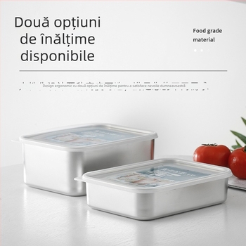 Cutie de depozitare din oțel inoxidabil 304, stil japonez, cu capac etanș, pentru congelare și păstrarea peștelui și a cărnii