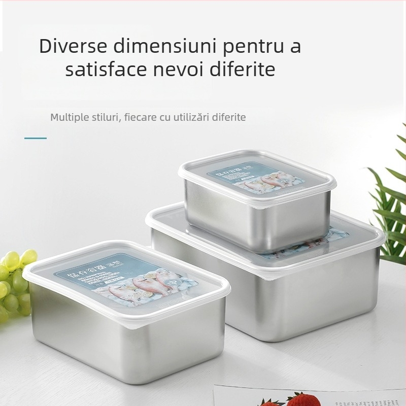 Cutie de depozitare din oțel inoxidabil 304, stil japonez, cu capac etanș, pentru congelare și păstrarea peștelui și a cărnii