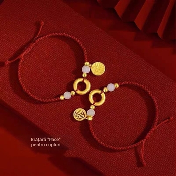 Brățară din șnur roșu cu cataramă Ping An — brand Fu Brand, unisex, noroc în anul zodiacal