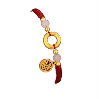 Brățară din șnur roșu cu cataramă Ping An — brand Fu Brand, unisex, noroc în anul zodiacal