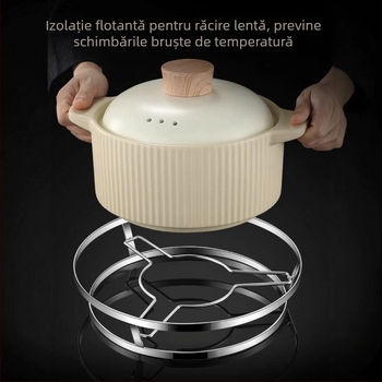 Raft pentru oale din oțel inoxidabil, izolație termică, dublu nivel, suport universal pentru oale