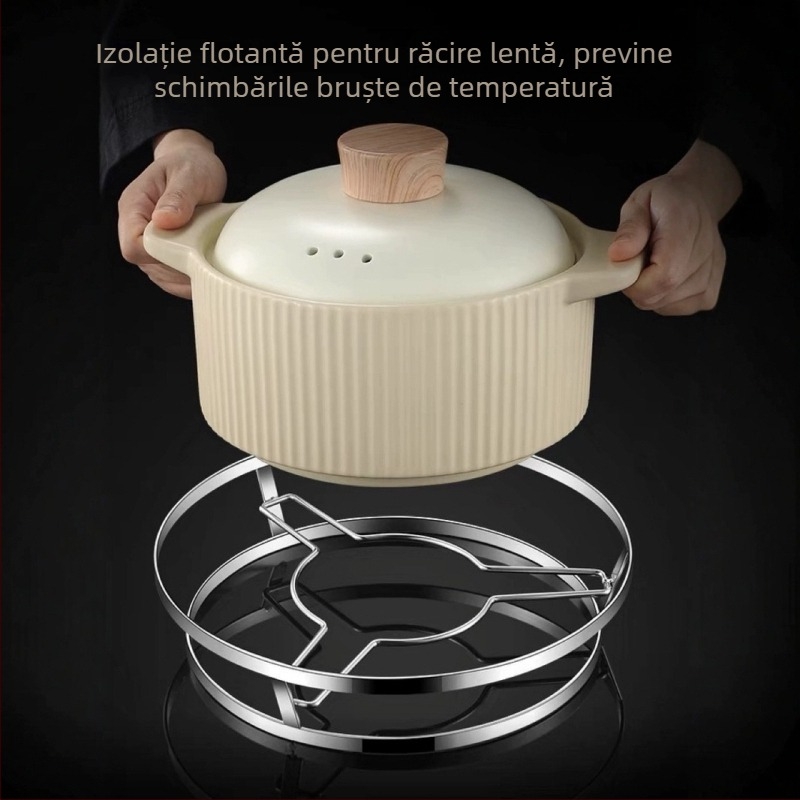 Raft pentru oale din oțel inoxidabil, izolație termică, dublu nivel, suport universal pentru oale
