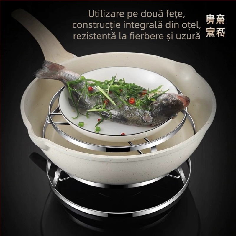 Raft pentru oale din oțel inoxidabil, izolație termică, dublu nivel, suport universal pentru oale