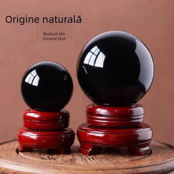 Sferă mare din obsidian negru, lustruită, pentru sufragerie, birou și hol