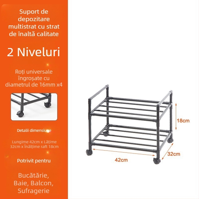Raft de bucătărie, 6 etaje, suport pentru oale pe podea, cadru din oțel