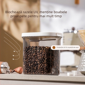 Recipient de depozitare cu închidere magnetică și linguriță pentru boabe de cafea, ceai și cafea pudră — rezistent la umezeală, aspect elegant