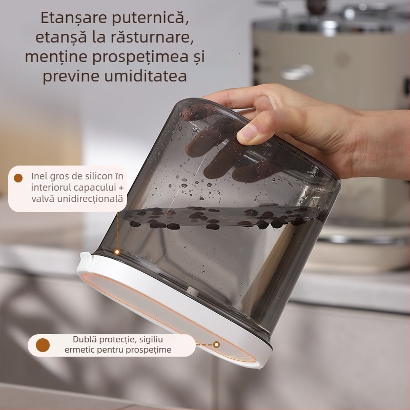 Recipient de depozitare cu închidere magnetică și linguriță pentru boabe de cafea, ceai și cafea pudră — rezistent la umezeală, aspect elegant