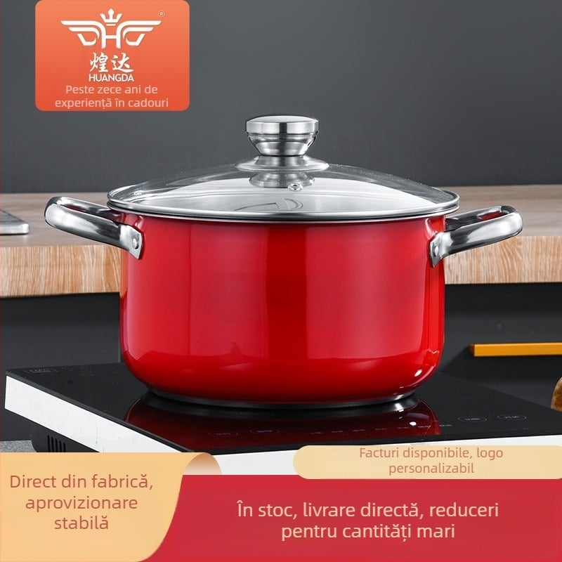 Oală de supă din oțel inoxidabil, colorată, pentru uz casnic, compatibilă cu plitele cu inducție și aragazuri, cadou universal, oală mică pentru supă, capacitate 2,1–3 L