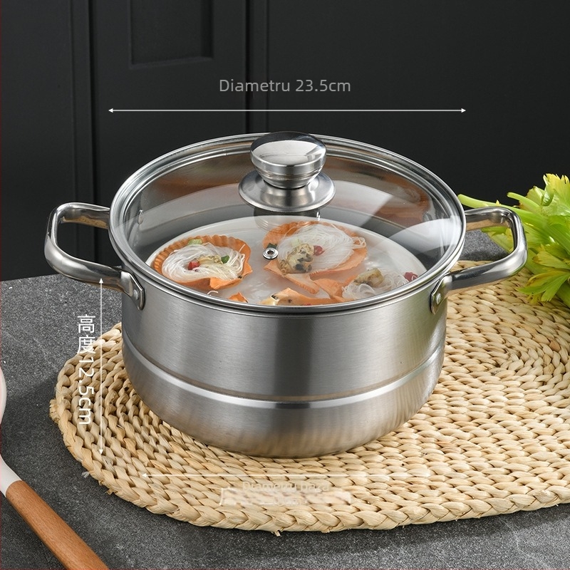 Oală de supă din oțel inoxidabil, colorată, pentru uz casnic, compatibilă cu plitele cu inducție și aragazuri, cadou universal, oală mică pentru supă, capacitate 2,1–3 L