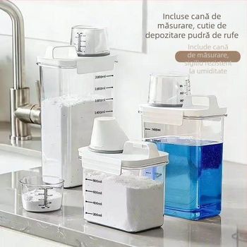 Cutie de depozitare pentru detergent de rufe, capacitate mare, din PET, pentru praf și capsule gel