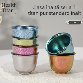 Ceainic de ceai din titan pur, cu un singur strat, set de ceai personal de lux, portabil pentru camping în aer liber, set pentru prepararea ceaiului pentru o persoană sau mai multe