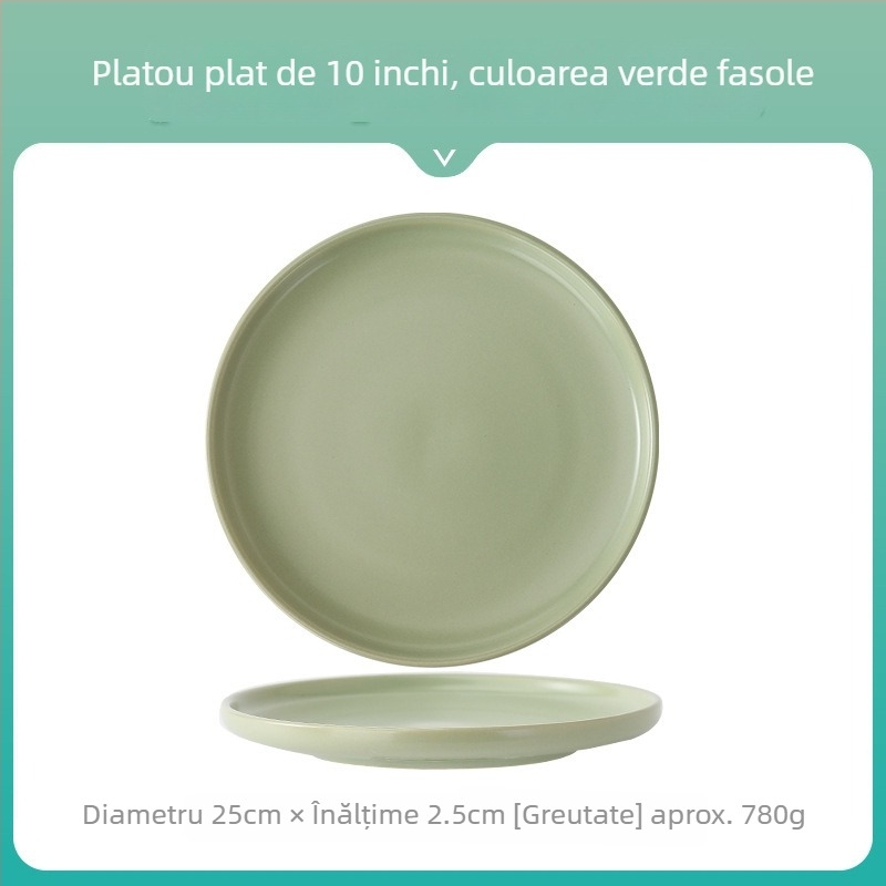 Farfurie rotundă din ceramică în stil Nordic Morandi, minimalist pentru mese zilnice – pizza, friptură, paste și desert