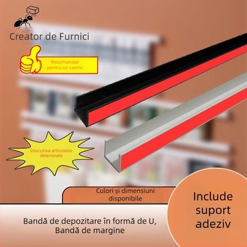 Bandă de margine în formă de U, autoadezivă, pentru depozitare în bucătărie și sufragerie, uși de dulap, rezistentă la apă și anti-derapare, poliță de depozitare DIY