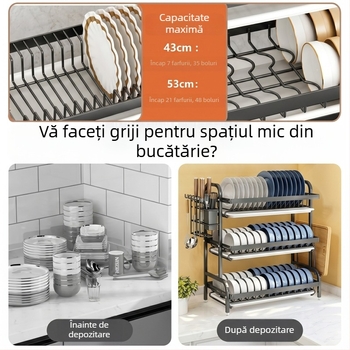 Suport drenaj pentru blat de bucătărie pentru boluri, farfurii, bețișoare, cuțite și tocătoare
