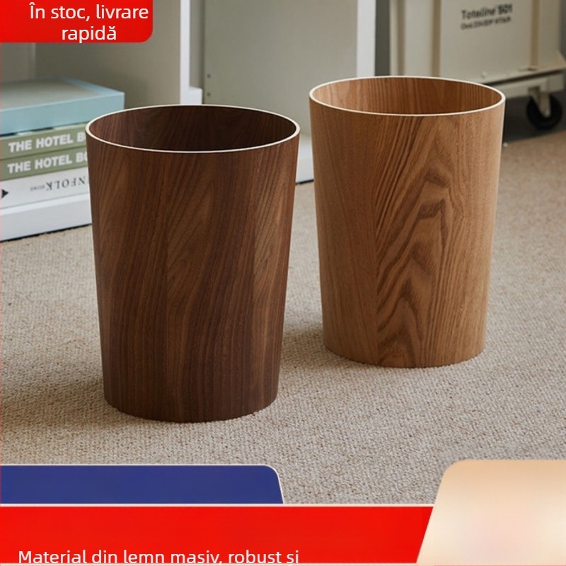 Coș de gunoi din lemn, 10 L, stil japonez, lux ușor, pătrat, pentru dormitor, sufragerie, birou, baie